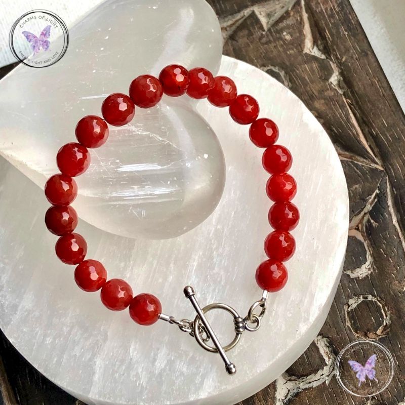 Carnelian Healing Bracelet With Silver Toggle Clasp